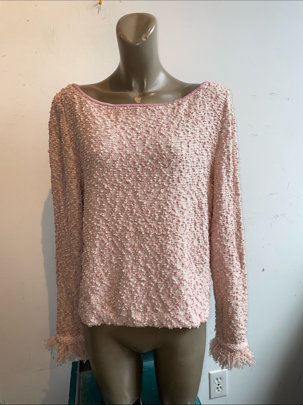 St John collection knit sweater fringe sleeve